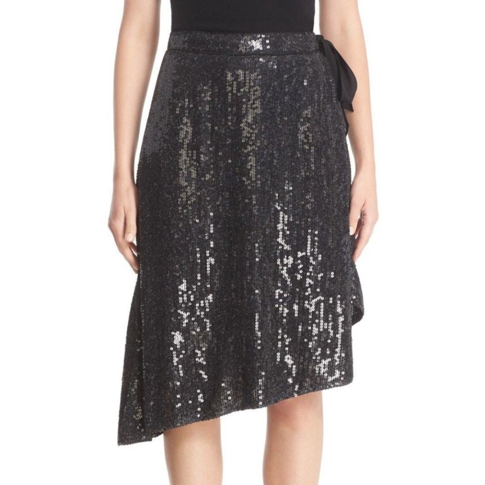 DVF New Sequin Silk Wrap Skirt Black 🎉HP🎉 - Picture 7 of 15